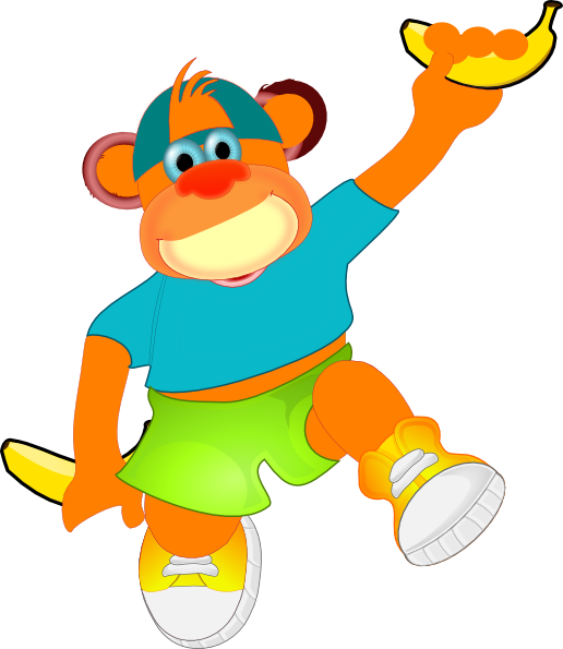 Monkey Holding Banana Clip Art At Clker - Clip Art (516x595)