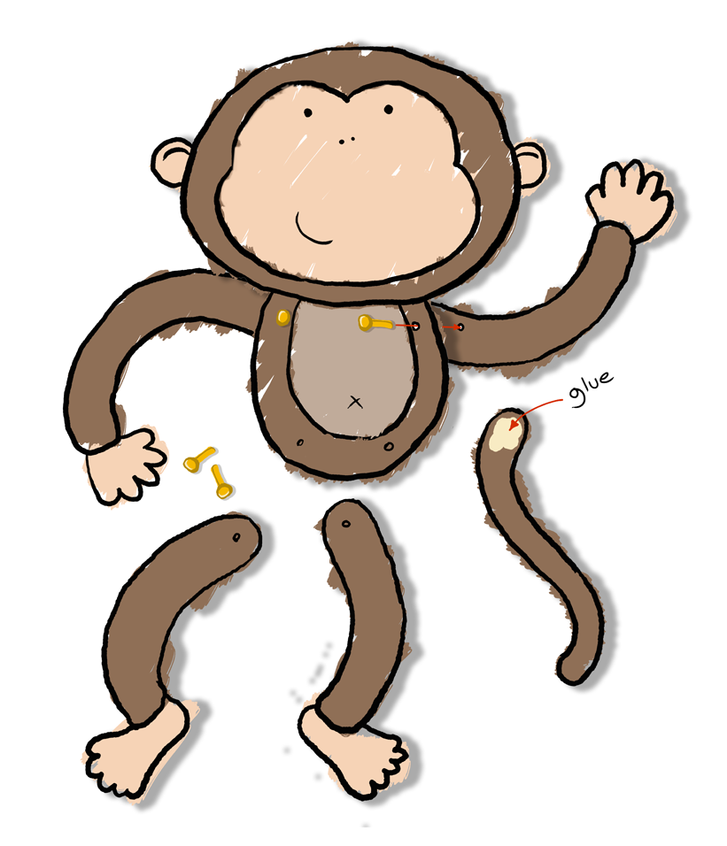 Monkey Crafts - Cartoon (900x1025)