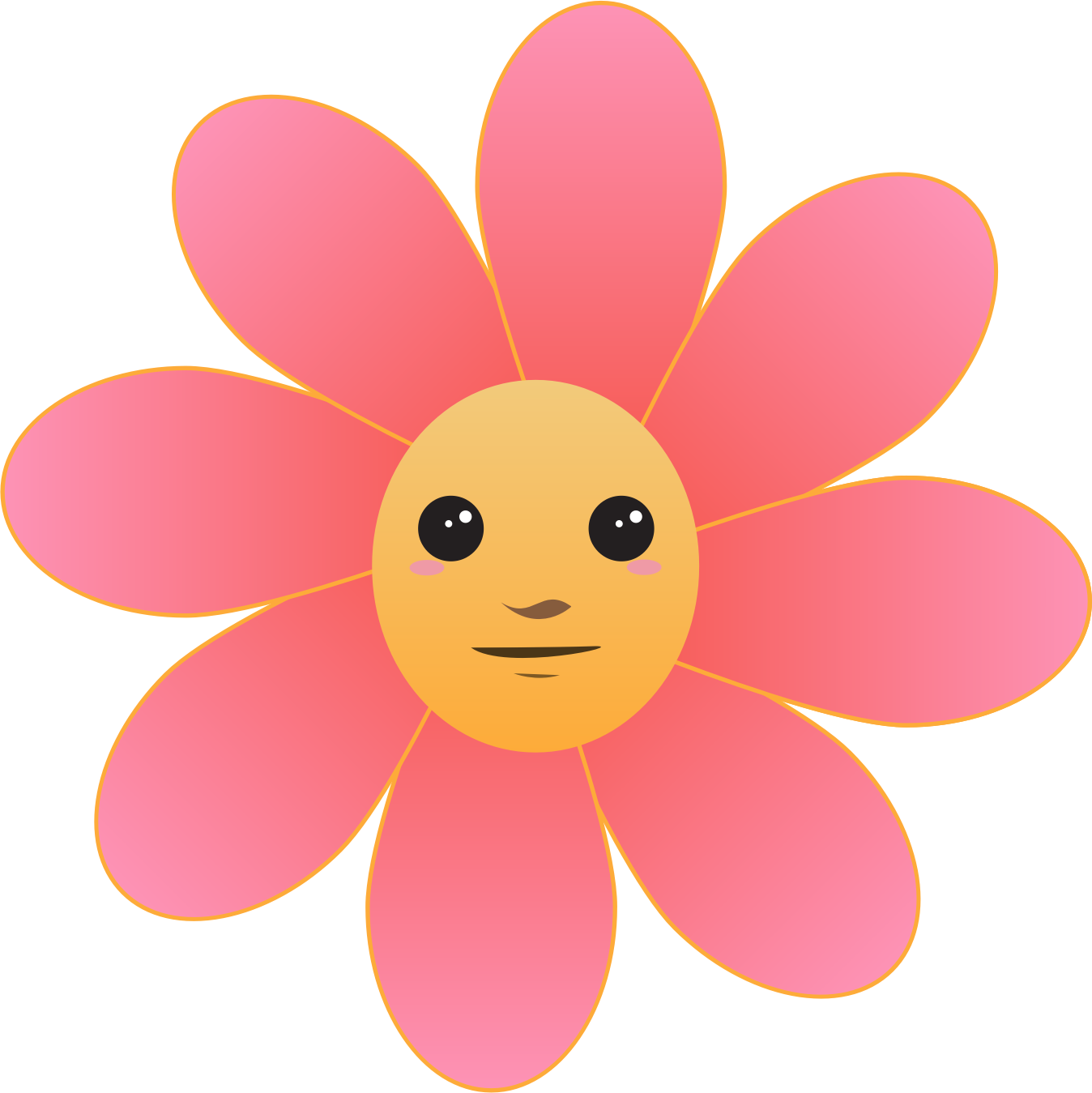 Red Flower Clipart Face - Flower Icon Png (1348x1349)
