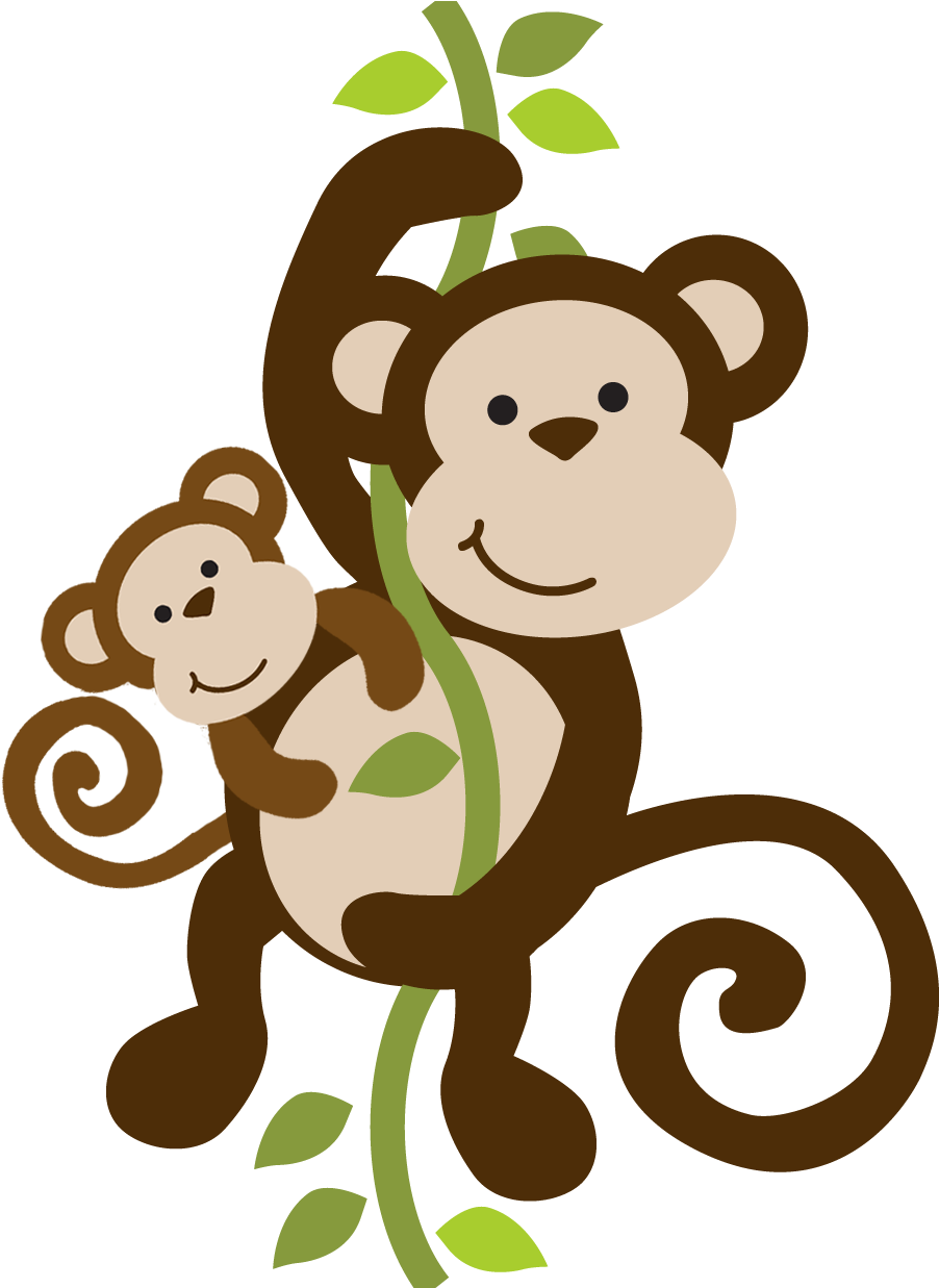 Mommy Clipart Baby Monkey - Mom And Baby Monkey Cartoon (1500x1500)