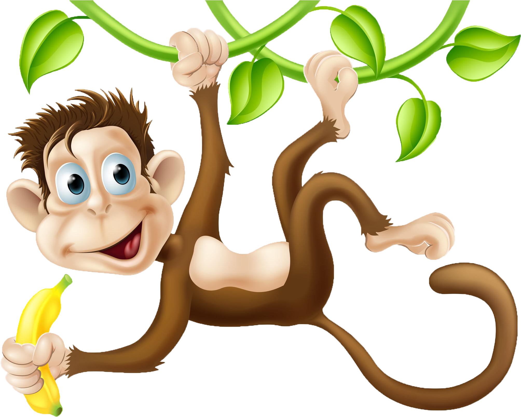 Chimpanzee Monkey Cartoon Clip Art - Monkeys Swinging In The Tree (2107x1658)