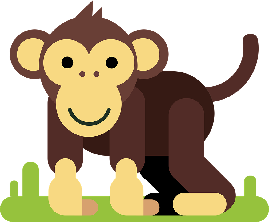 Monkey, Animal, Cartoon Character, Comic, Figure - ลิง การ์ตูน Png (874x720)