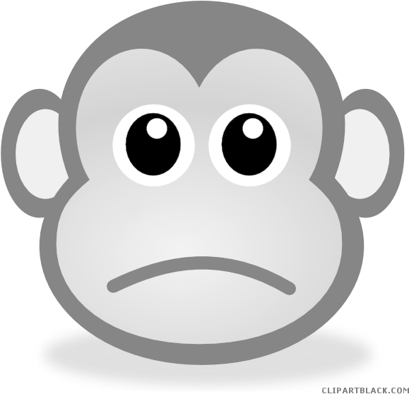 Sad Monkey Animal Free Black White Clipart Images Clipartblack - Monkey Face Cartoon Type (600x565)