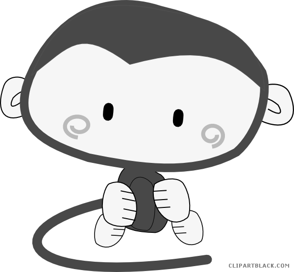 Cute Monkey Animal Free Black White Clipart Images - Monkey With A Camera (600x556)