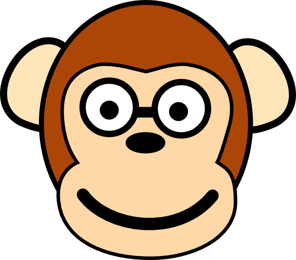 Monkey With Glasses Clip Art At Clker - Monkey Clip Art (600x527)