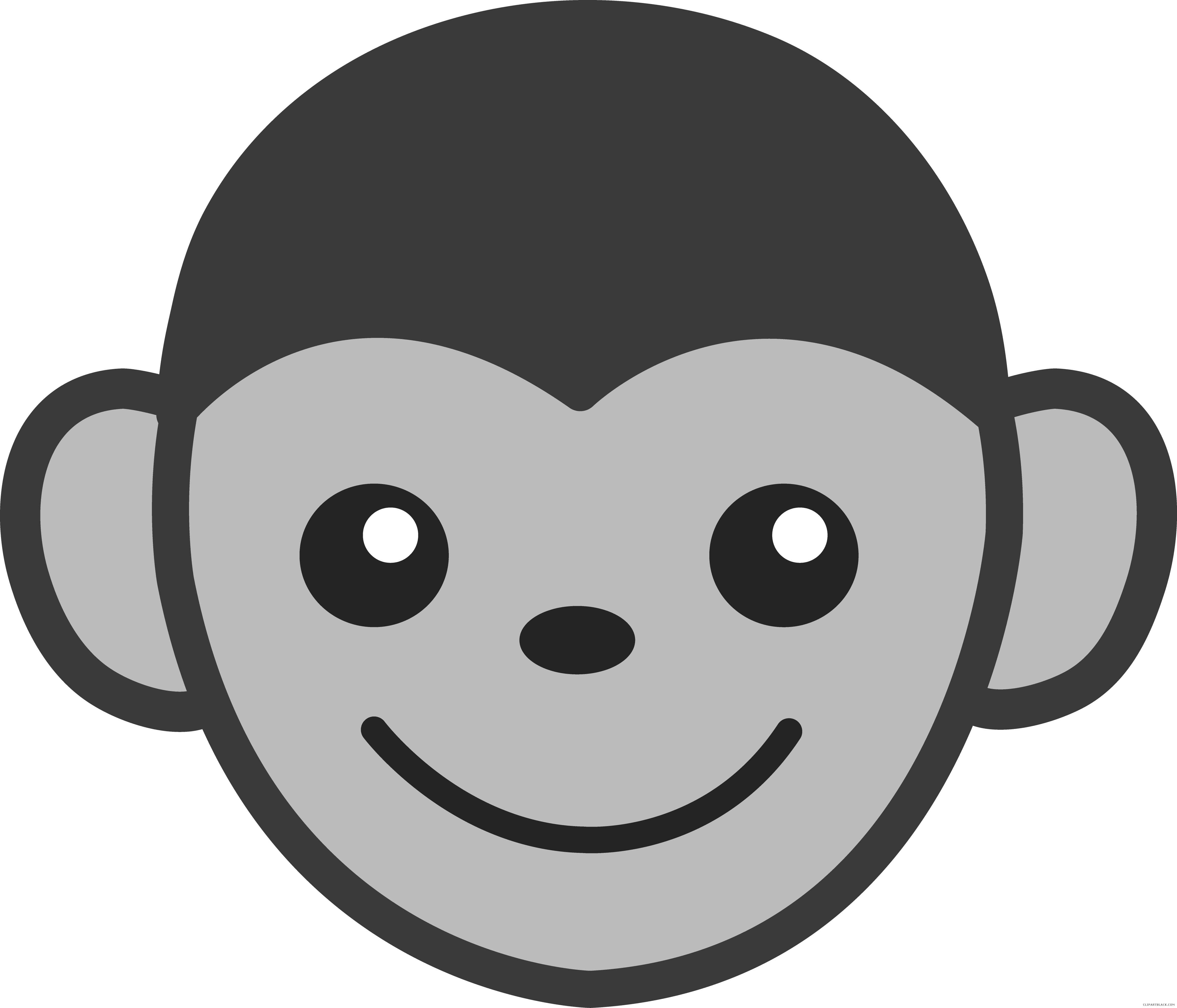 Monkey Face Animal Free Black White Clipart Images - Clip Art Monkey (4626x3963)