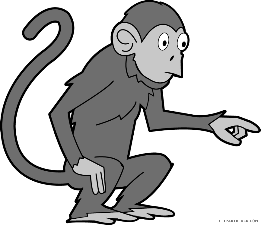 Monkey Animal Free Black White Clipart Images Clipartblack - Clip Art (830x716)