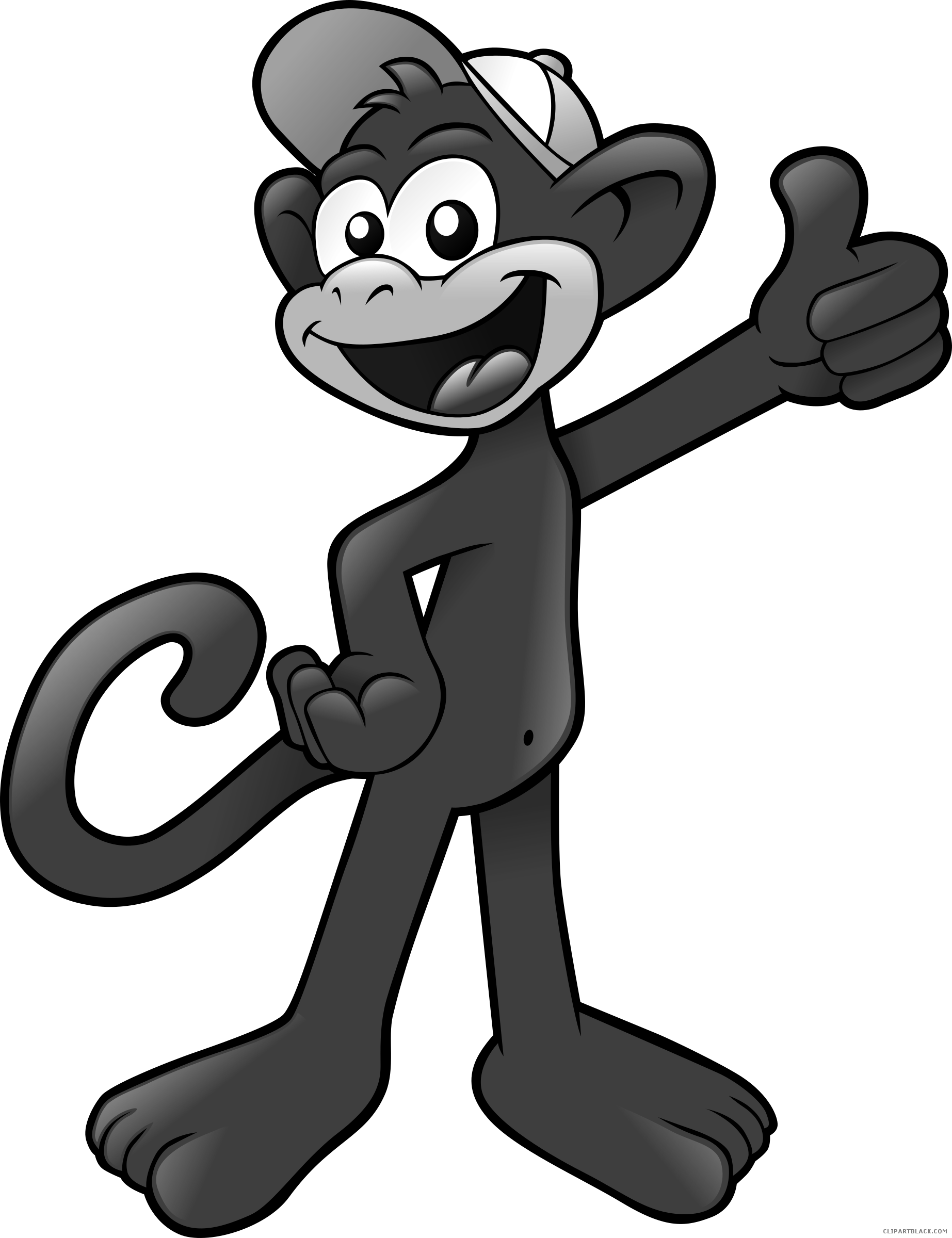 Monkey Animal Free Black White Clipart Images Clipartblack - Monkey Wearing Cap (1845x2400)