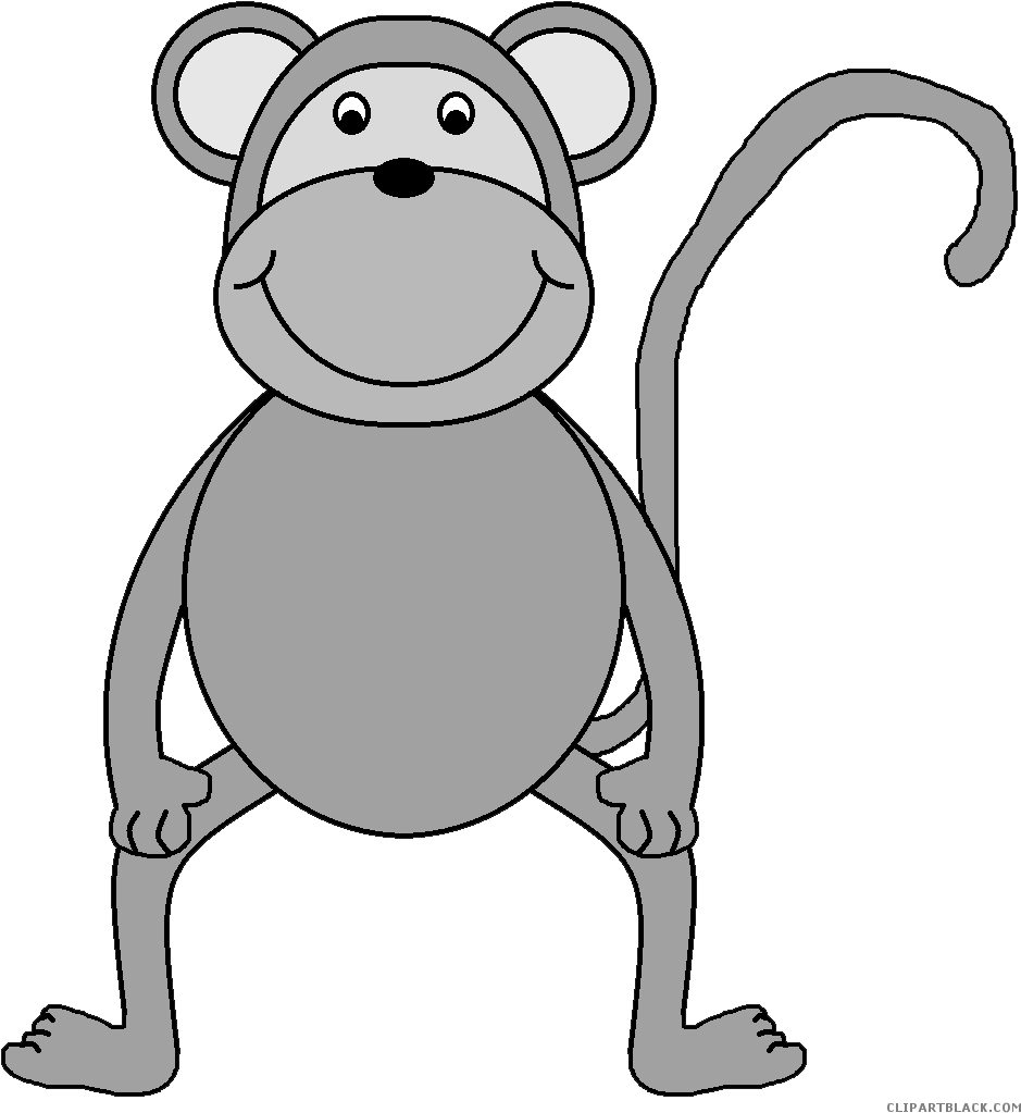 Monkey Animal Free Black White Clipart Images Clipartblack - Monkey Clipart (963x1036)