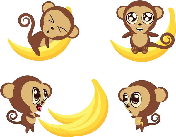 Ape Monkey Banana Cartoon - Ape Monkey Banana Cartoon (600x544)
