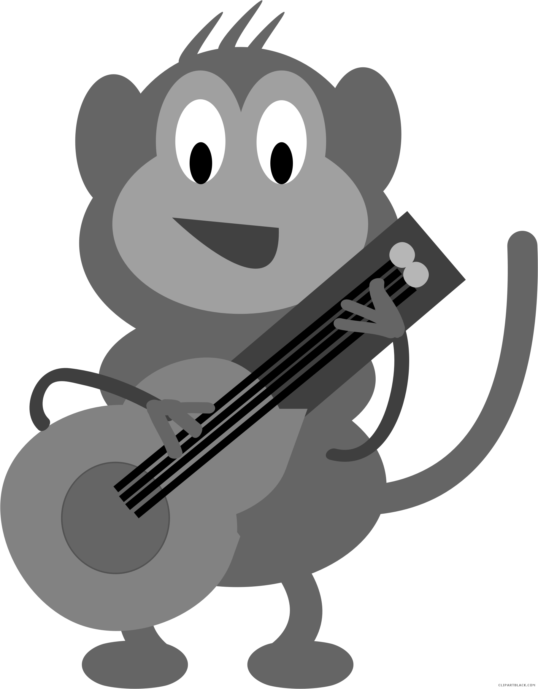 Monkey Animal Free Black White Clipart Images Clipartblack - Custom Monkey Playing Guitar Shower Curtain (1813x2323)