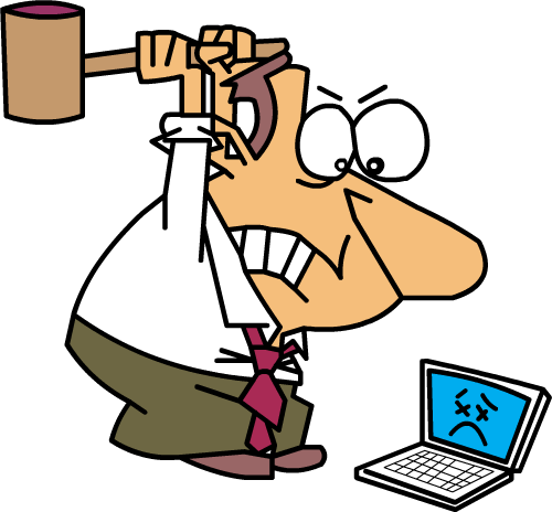 Angry Businessman Cartoon Computer - - Angry Businessman Cartoon Computer - (500x464)