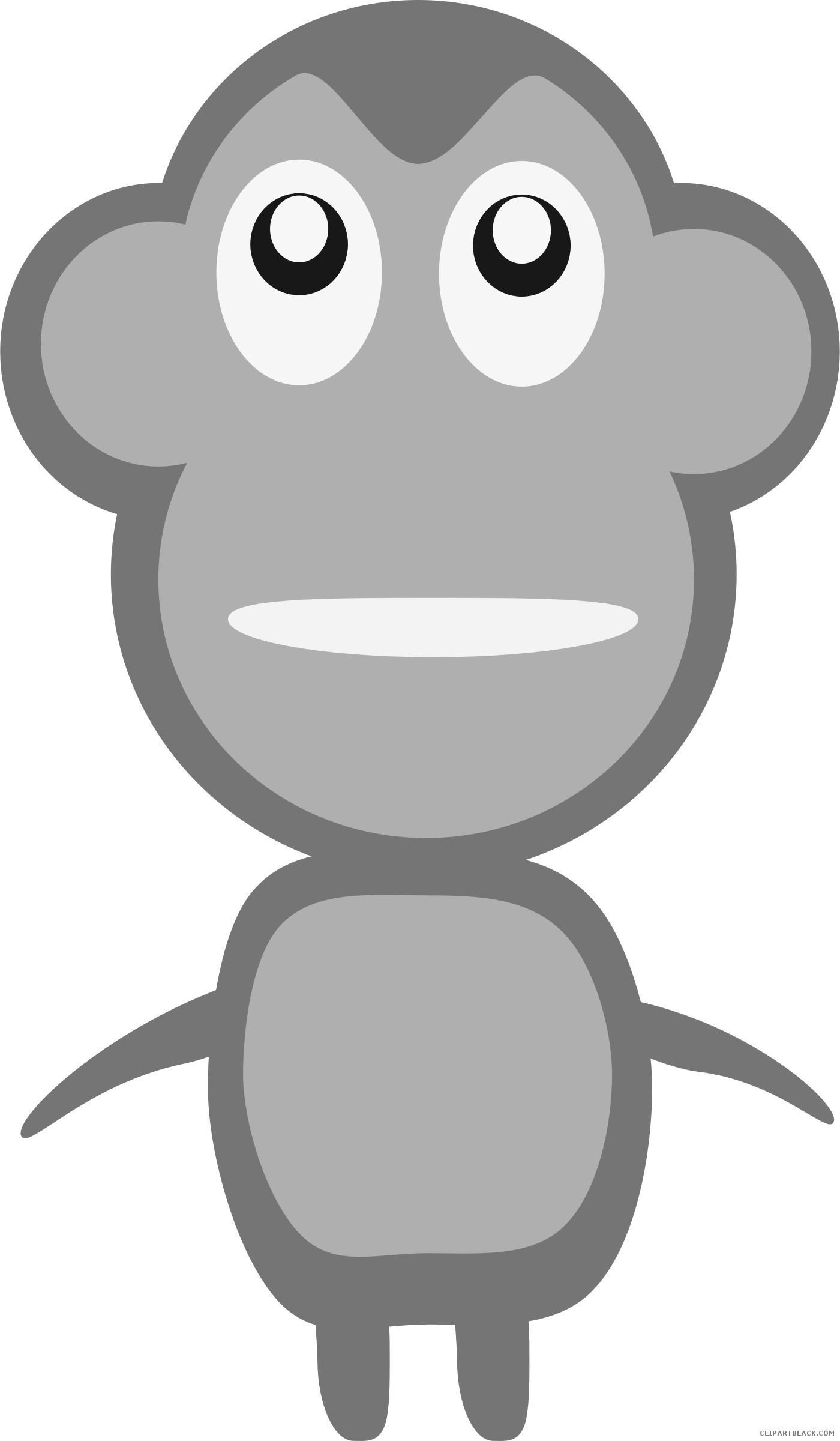 Monkey Animal Free Black White Clipart Images Clipartblack - Clip Art (1400x2400)