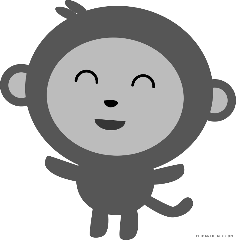 Monkey Animal Free Black White Clipart Images Clipartblack - Cartoon (785x800)