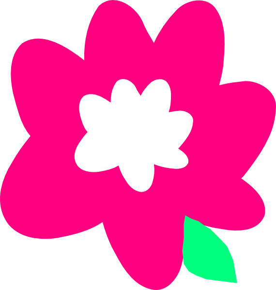Pink Cartoon Flower Clip Art At Clker - Cartoon Flowers Vector Png (570x599)