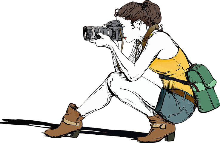 Camera, Female, Girl, Photographer - Photographer Clipart (737x480)