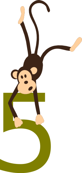 Monkey With Number Clip Art - Clip Art (282x593)