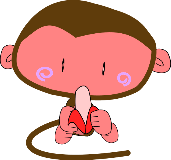 Monkey Eating Banana Vector Clip Art - Cartoon (600x561)