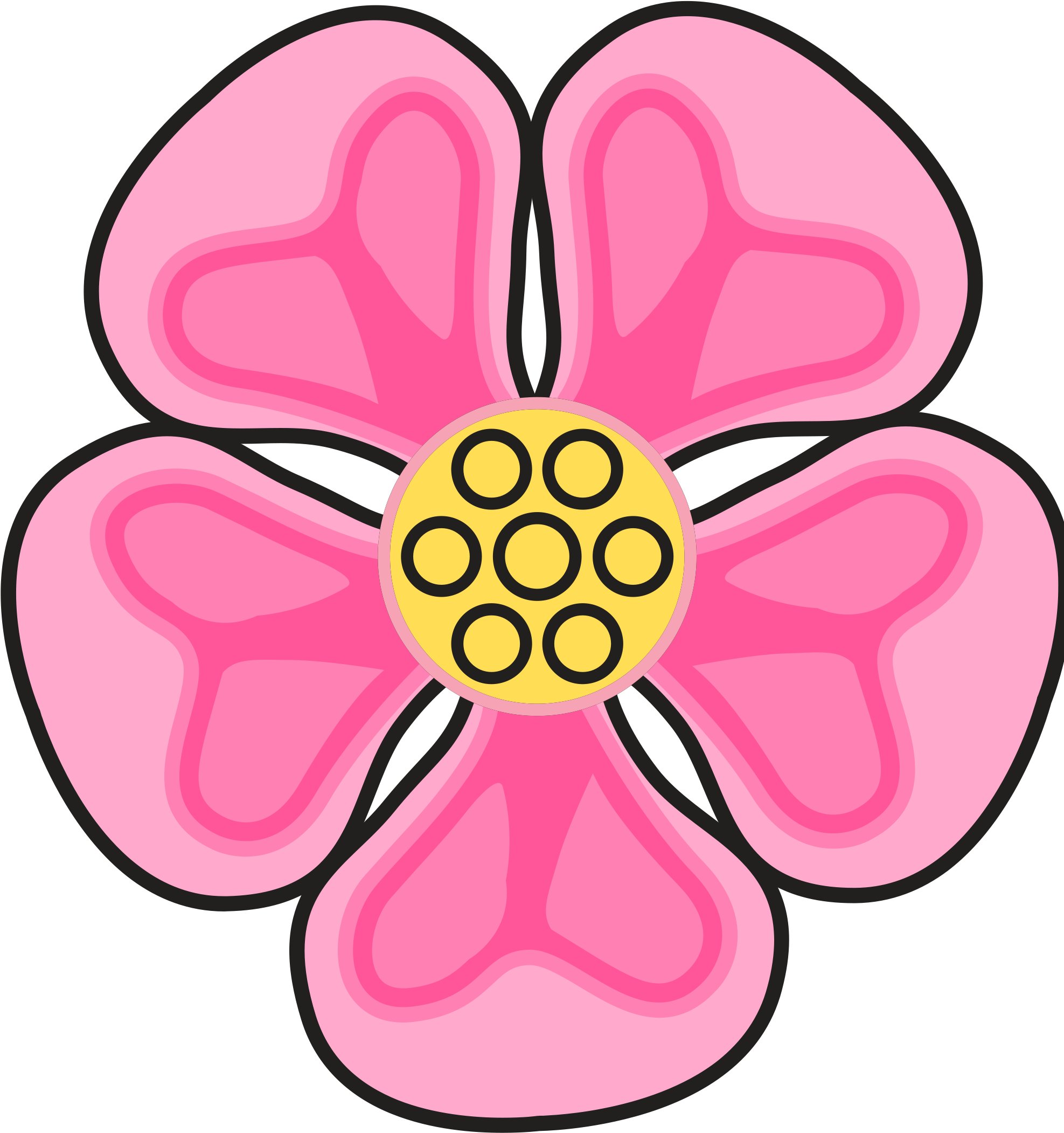 Pink Cartoon Flowers 26, - Rose Clip Arts Pink (2000x2267)