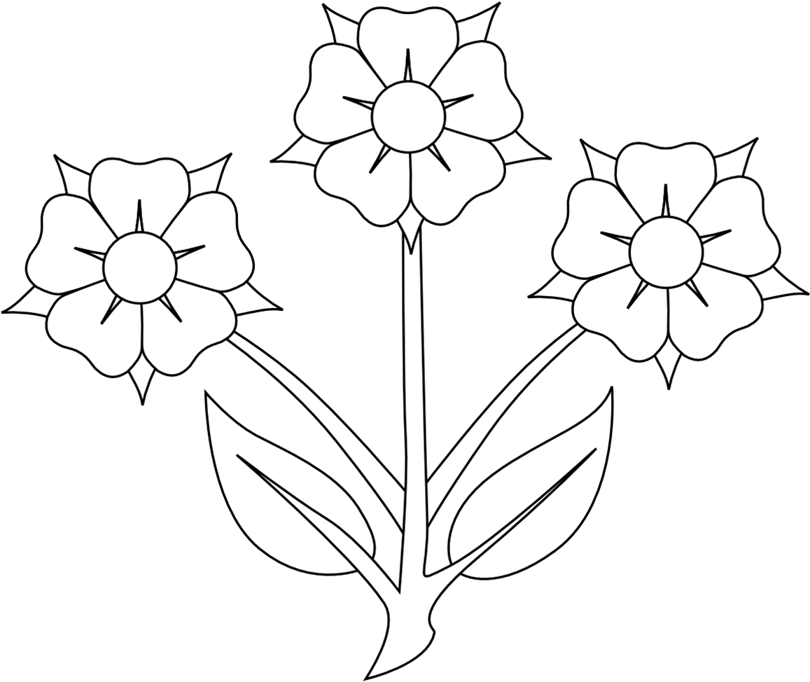 Black And White Flower Clip Art - 3 Flowers Clipart Black And White (1334x1000)