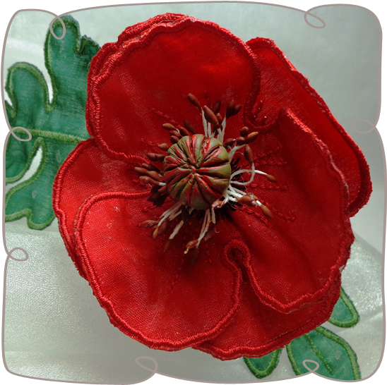 3d Red Poppy Fabric Flower - 3d Fabric Flower (580x580)