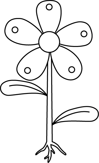 Flower With Roots Clip Art Black And White Garden Flower - Flower With Roots Outline (334x552)