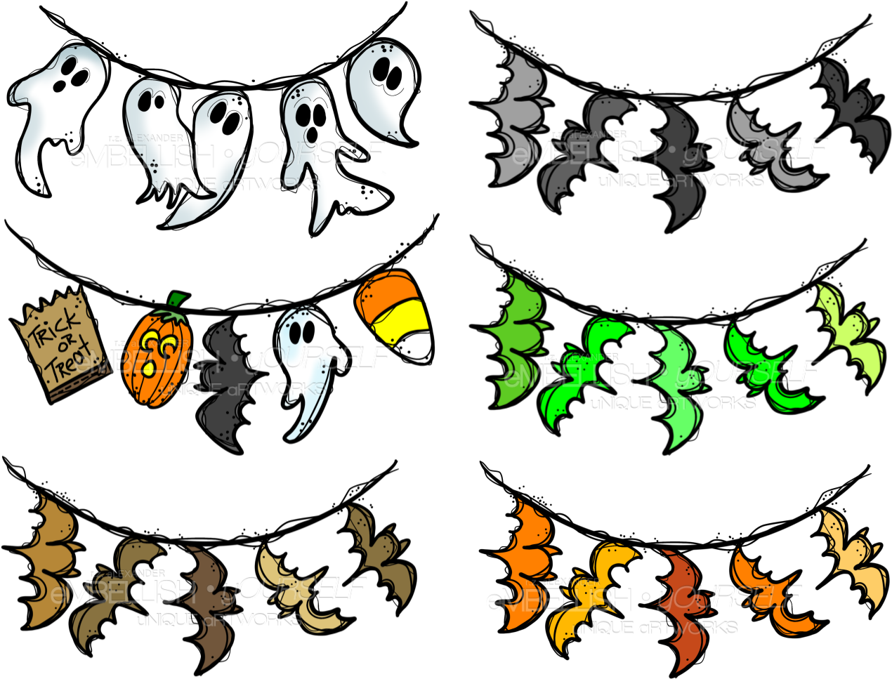 Assorted Halloween Bunting Created By Rz Alexander, - Art (1310x1013)