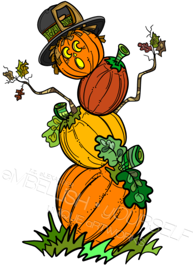 Pumpkin Man Clipart Created By Rz Alexander, Embellish - Clip Art (644x900)
