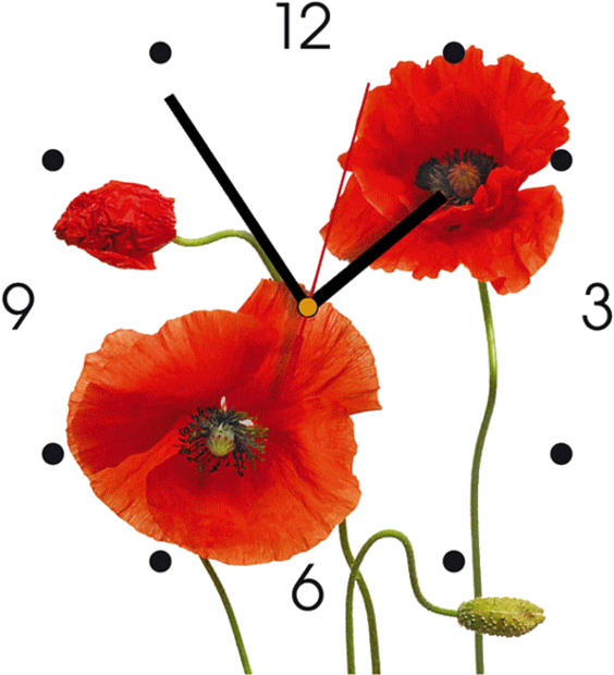 Clocks And Flowers - Contento Klaprozen Wandklok (600x642)