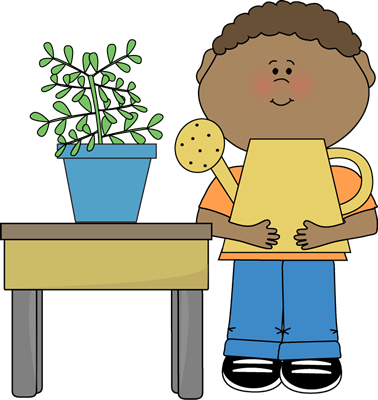 Boy Classroom Plant Helper Clip Art - Plant Helper Clipart (378x400)
