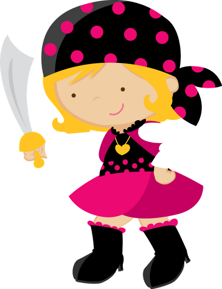 Piratas Meninas - Minus - Clip Art Paratas (443x576)