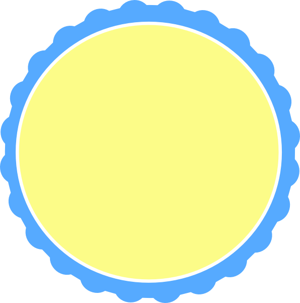 Light Blue & Pale Yellow Scallop Circle Frame Clip - Honeymoon By Zu, Doyang (594x600)