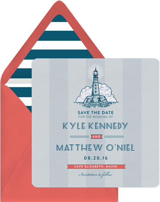 Little Lighthouse Save The Date In Blue - Triangle (550x686)