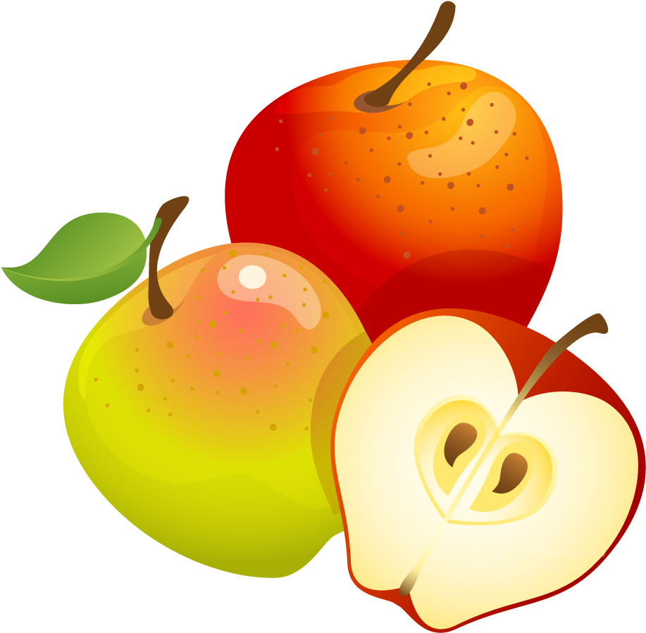 Large Painted Apples Png Clipart - Clip Art Of Apples (952x927)