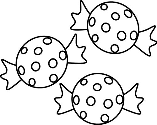 Black And White Halloween Candy Clip Art - Sweets Black And White Clip Art (500x400)