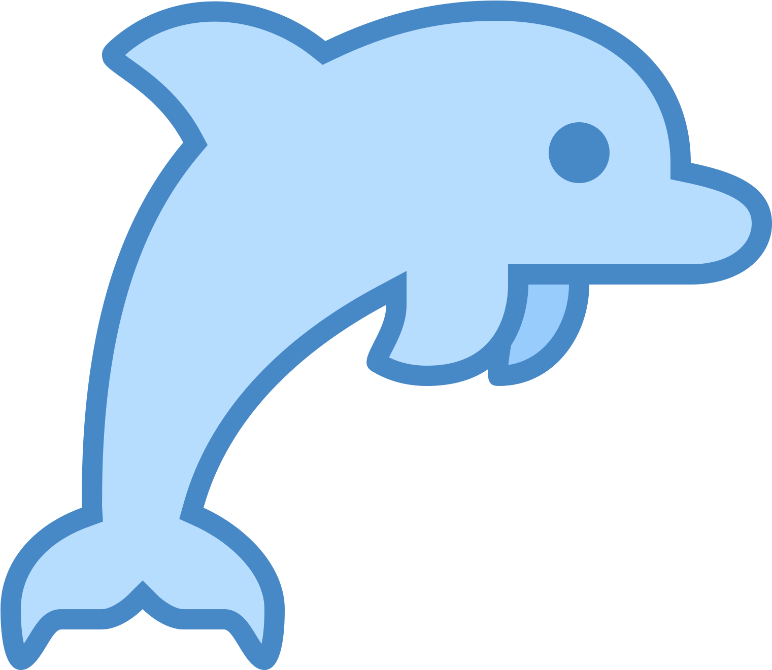 Bottlenose Dolphin Clipart Bottom Pencil And In Color - Sea Dolphin Icon (1600x1600)