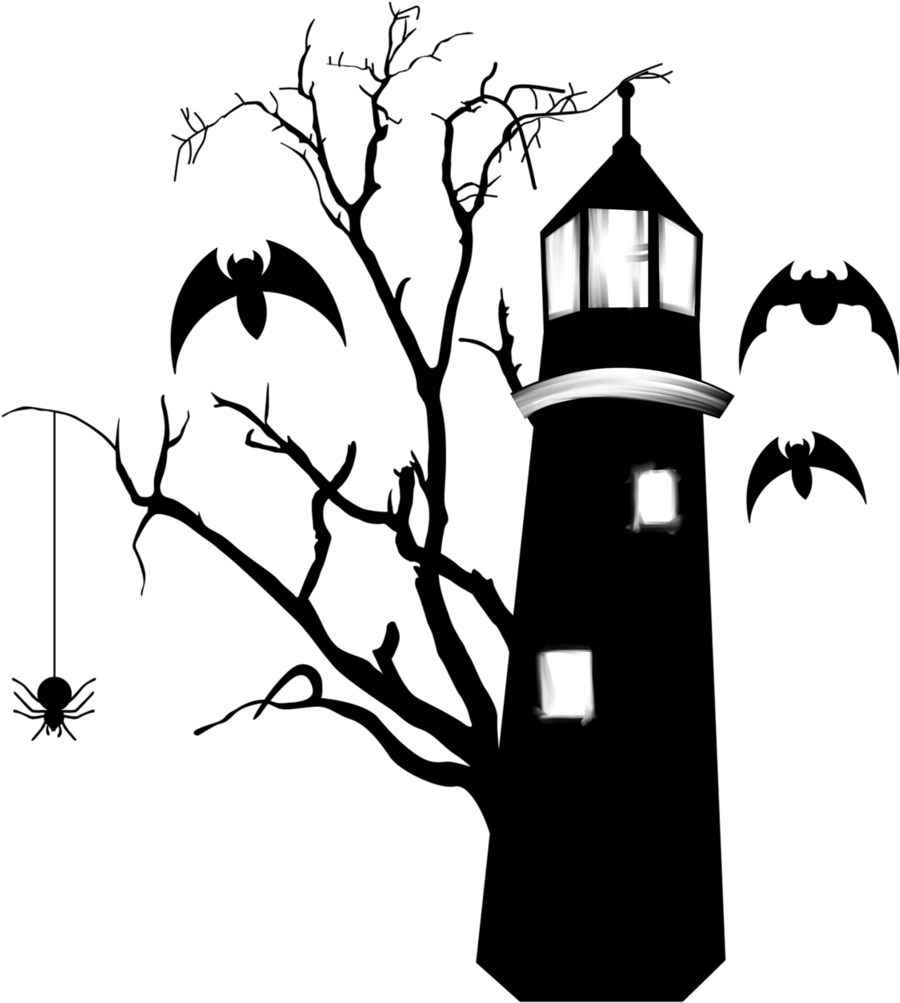 Haunted Lighthouse With Bats Wall Sticker Kids Monsters - Wall Decal (921x1024)