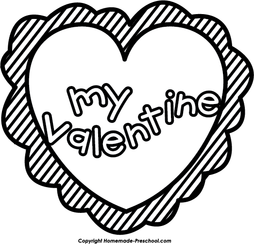 Home > Free Clipart Valentines My Valentine - Valentine Clipart Black And White (523x502)