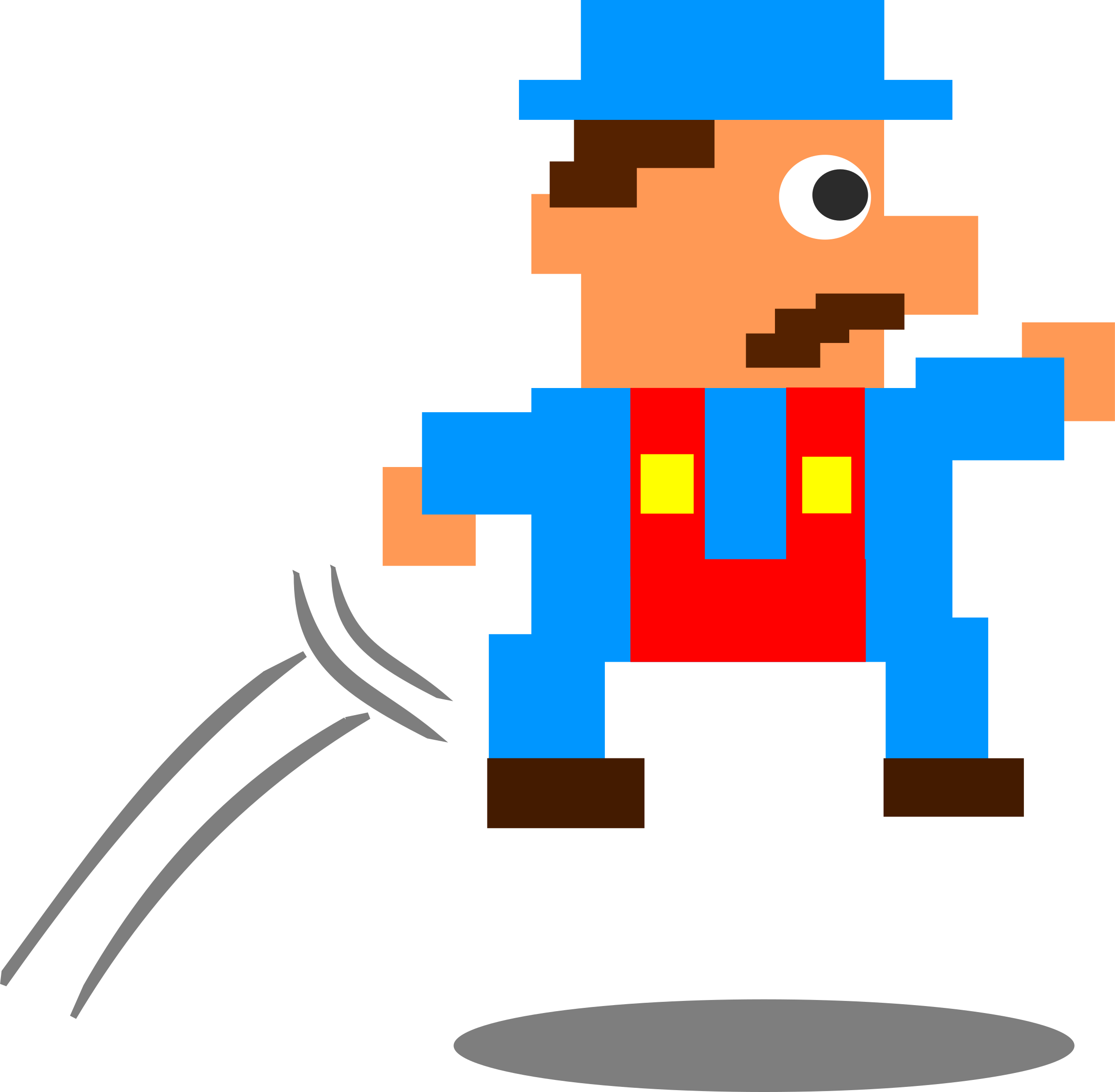 Jumping Pixel Guy - Game Design Clip Art (2400x2350)