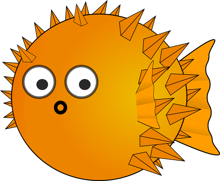 Blowfish Cartoon Fish Sea Cartoon Fish Fis - Cartoon Puffer Fish (877x720)