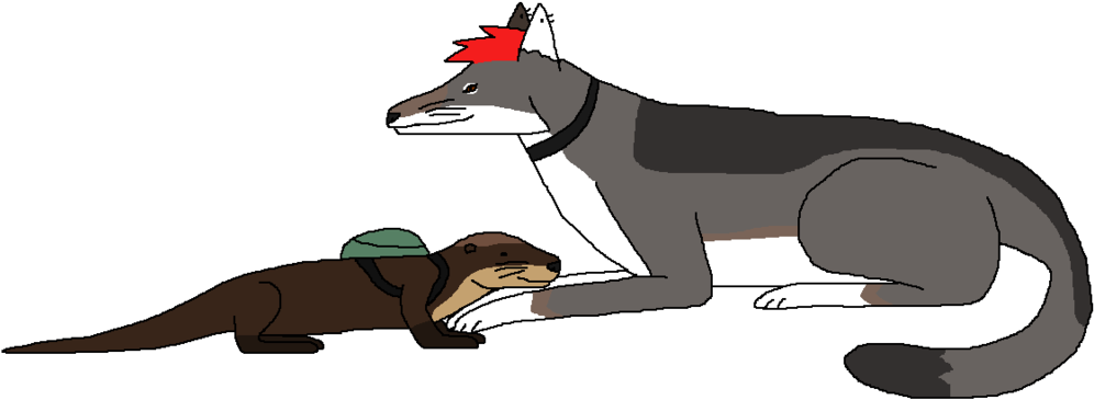 Otter Mac And Wolf Frankie By Wildandnaturefan - Cartoon (1024x394)