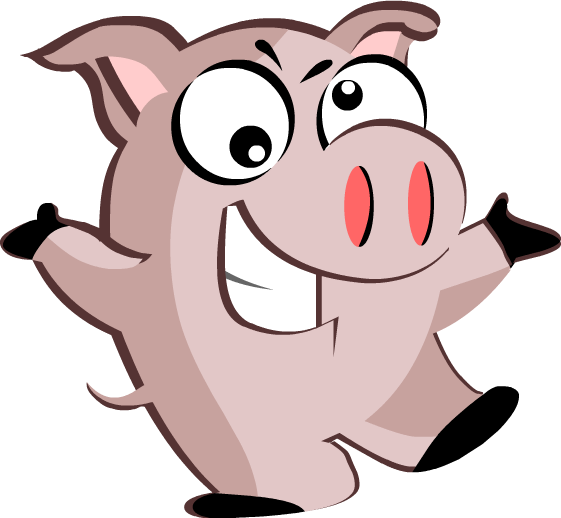 Cartoon Pig Illustration With A Funny Face And A Mean - Illustration (561x518)