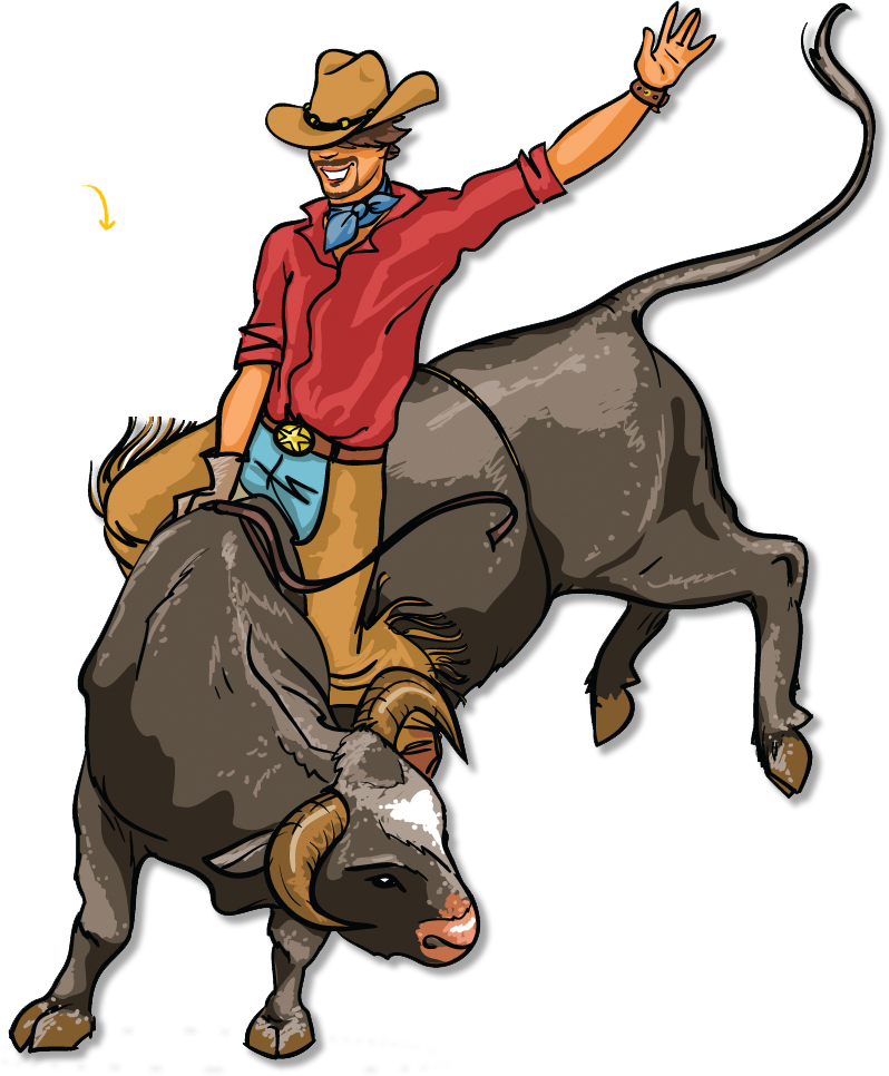 Chesapeake Bay Inflatables Â€“ Cecil County Inflatable - Cartoon Cowboy Riding A Bull (798x966)