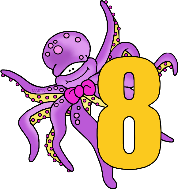 Numbers Clip Art By Phillip Martin, Number - Sea Creatures Clip Art (648x637)