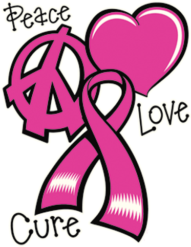 Cure Cancer - Premium Breast Cancer Awareness Tshirt Peace Love Cure (500x500)