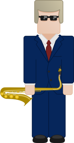 Bill Clinton Holding Saxophone Vector Illustration - Bill Clinton Saxophone Clipart (259x500)