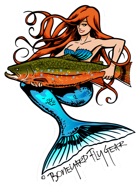 Byfg Mermaid Brook Trout - Cool Boat Decals (453x600)