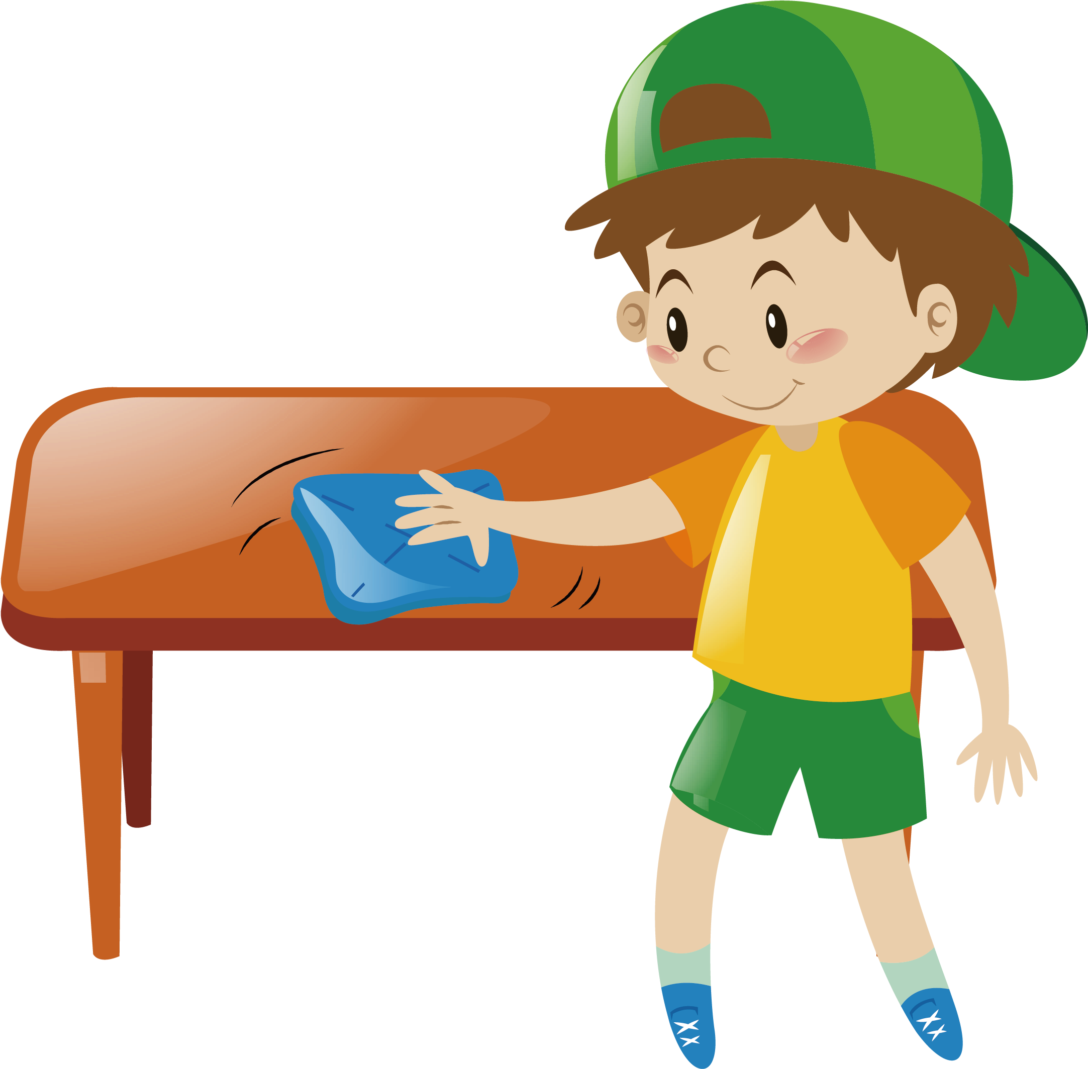 Table Cleaning Clip Art - Boy Cleaning Table (3215x3077)