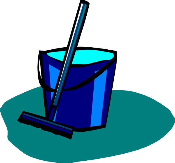 Bucket And Mop Cartoon Png (600x558)