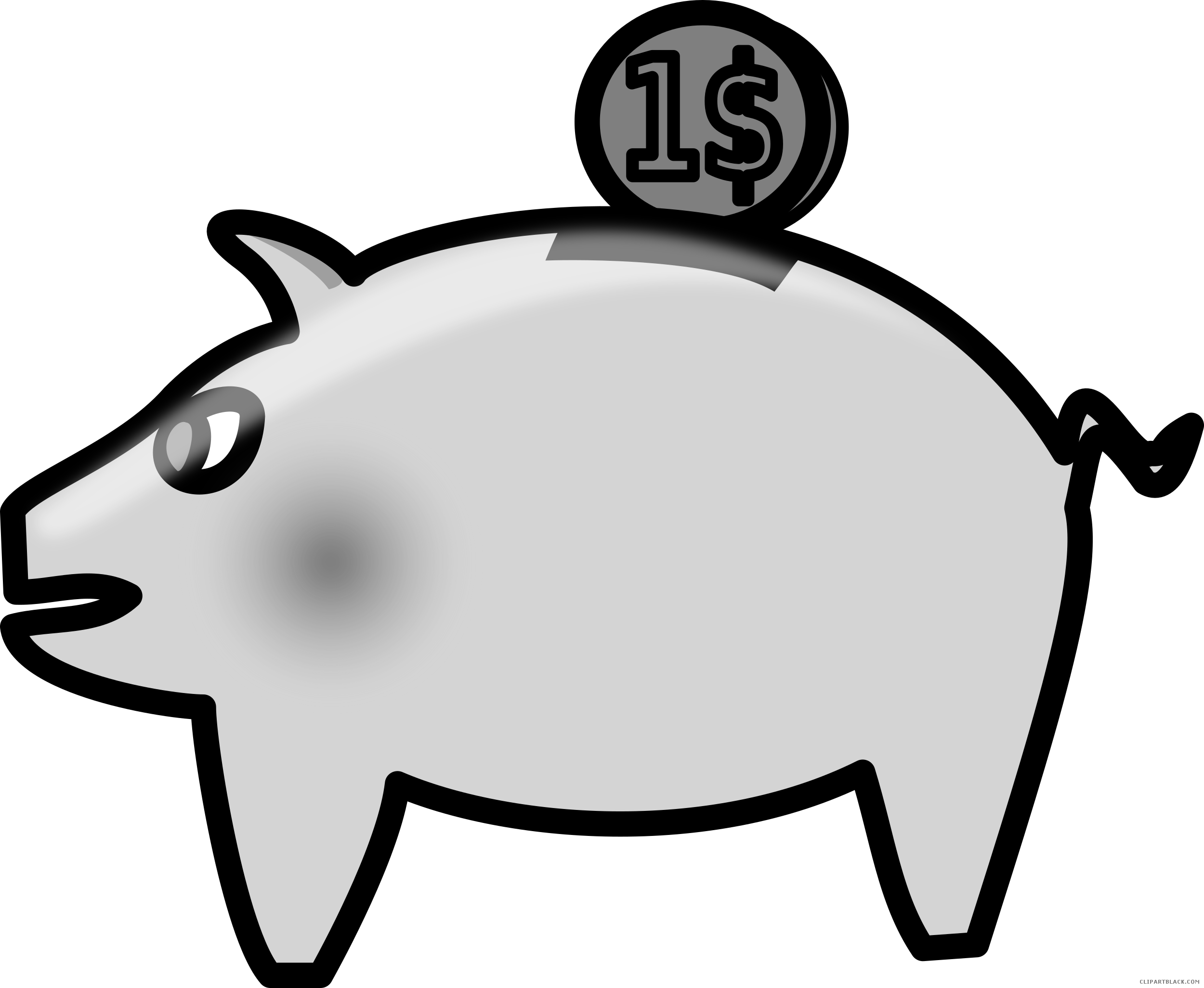 Piggy Bank Animal Free Black White Clipart Images Clipartblack - Piggy Bank (2500x2053)